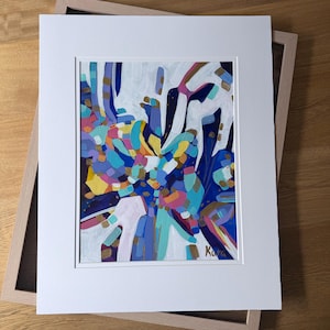 Blue Abstract Painting: Original Acrylic Wall Art (16x20 Matted)