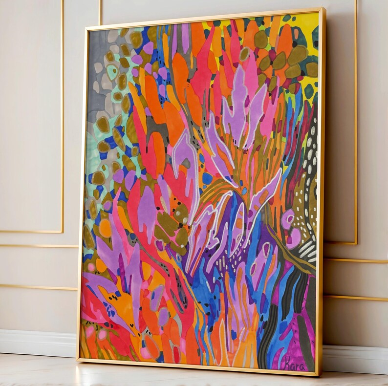 Yellow and Orange Abstract Print, Vibrant and Colorful Extra Large Wall