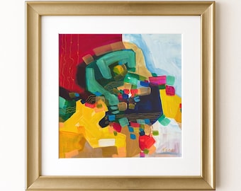 8x8 original abstract painting on paper, Unique art gift