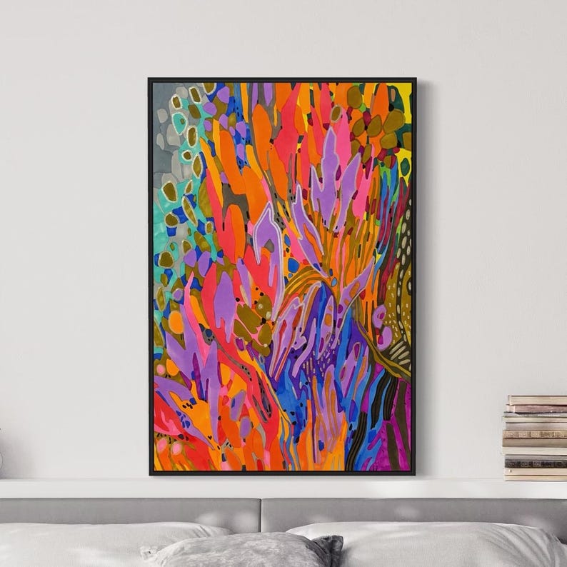 Yellow and Orange Abstract Print, Vibrant and Colorful Extra Large Wall