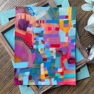 Original Abstract Acrylic Painting: Colorful Modern Wall Art, 11x15