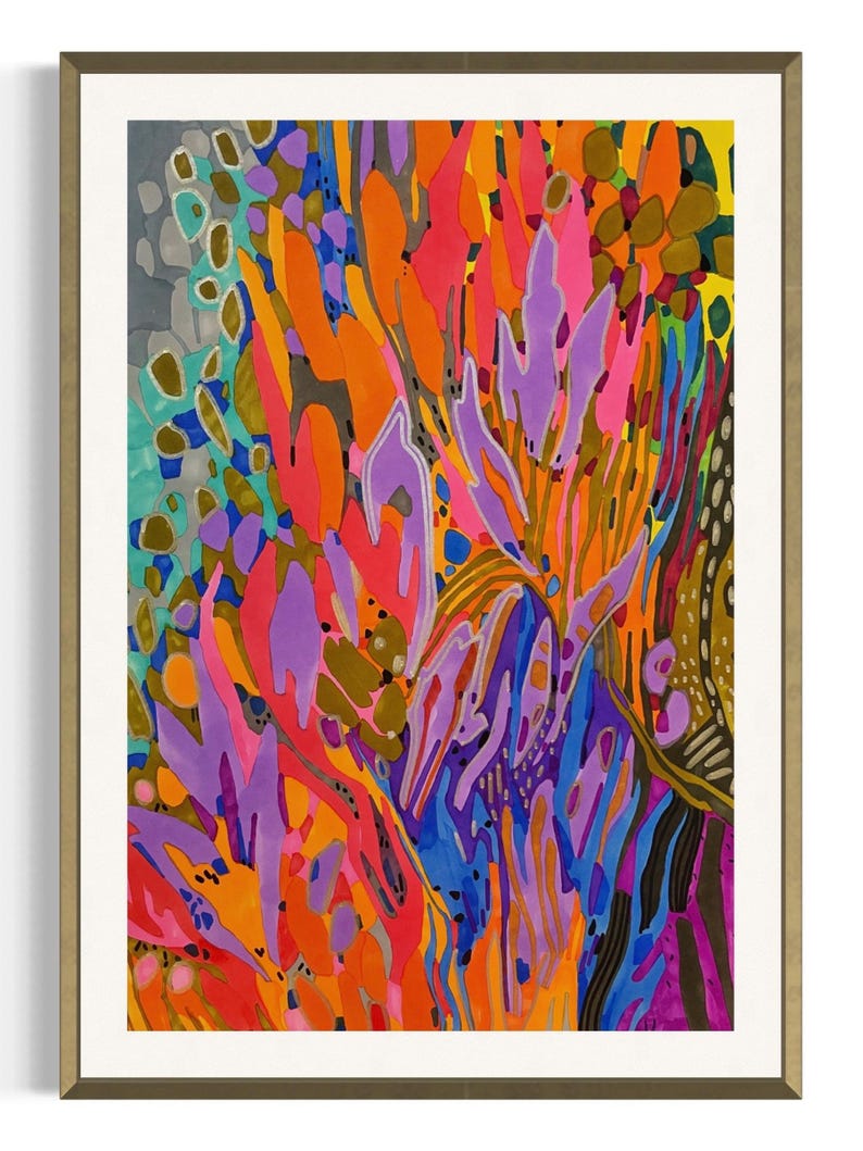 Yellow and Orange Abstract Print, Vibrant and Colorful Extra Large Wall