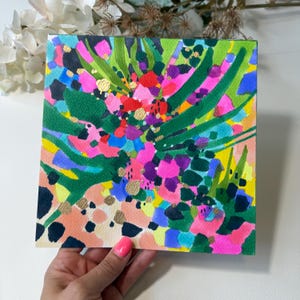 Small Abstract Painting: Hand-Painted Framed Art (12x12)