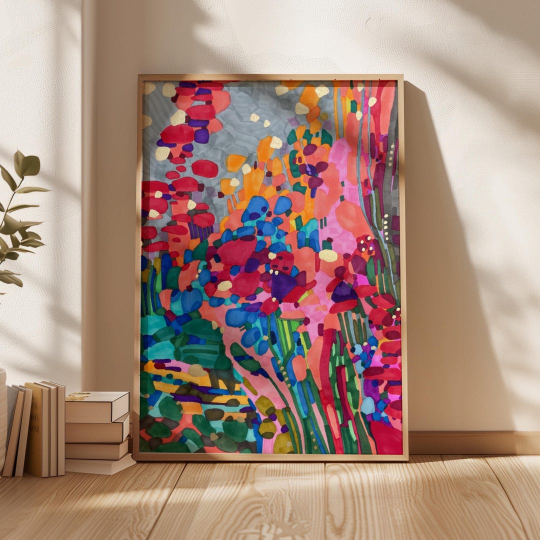 Colorful Floral Abstract Wall Art Print – Modern Botanical Painting ...