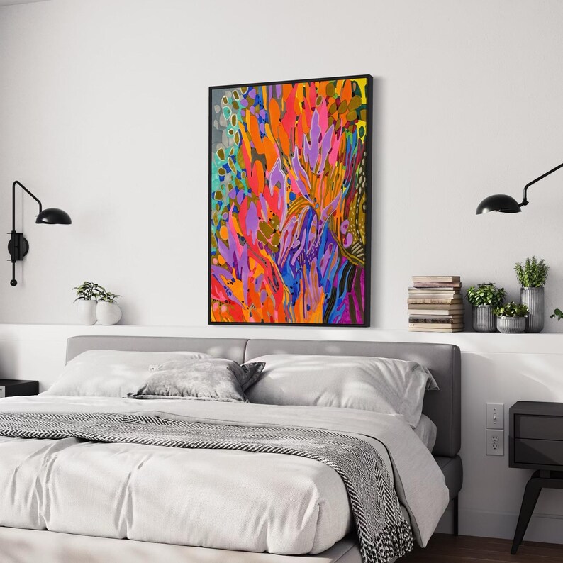 Yellow and Orange Abstract Print, Vibrant and Colorful Extra Large Wall