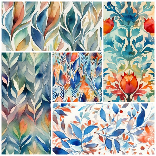 Digital Watercolor Pattern - Floral (for pillowcases, blankets, envelopes etc)