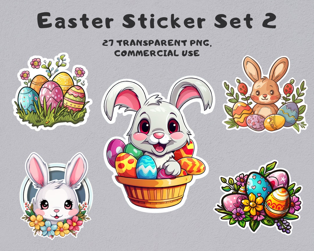 27 Easter Sticker Set 2 PNG Transparent Background Easter Set Easter ...