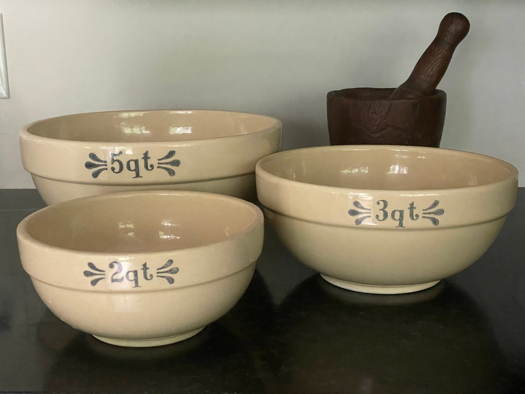Set of Vintage Stoneware Mixing Bowls Etsy