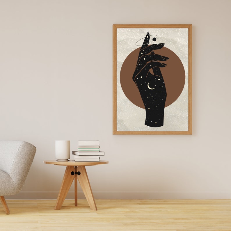 Boho Wall Art Abstract Universe in Hands Wall Decor Boho Etsy
