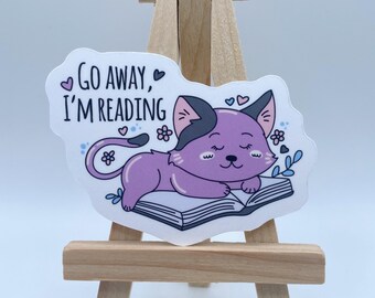 Go Away I'm Reading Sticker, Book Sticker, Kindle Sticker, Gift for Reader