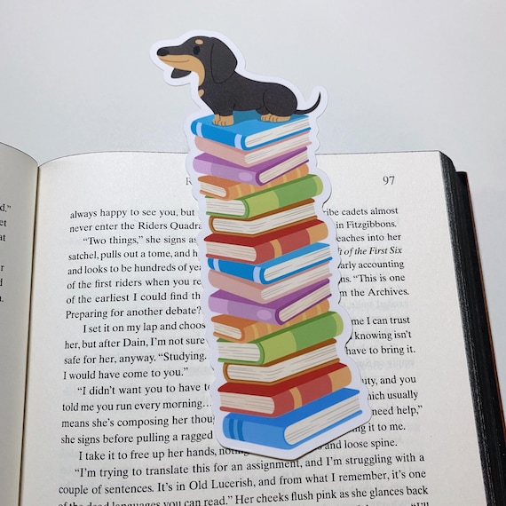 Dachshund Bookmark, Bookstack Bookmark, Dog Bookmark, Bookmark For Animal Lover, Reader Gift, Bookish Merch