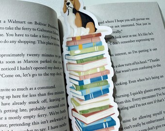 Beagle Dog Bookstack Bookmark, Bookish, Gift For Reader