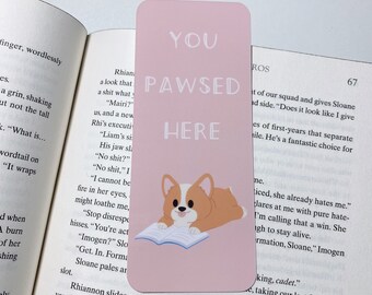 Cute Corgi Bookmark, Dog Bookmark, Bookmark For Animal Lover, Reader Gift, Pink Bookmark, Pastel Bookmark, Gift For Reader, Bookish Merch