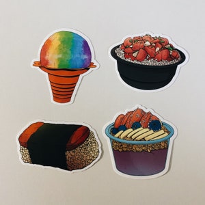 Hawaii Foods Vinyl Sticker Set, Ono Hawaii Foods Stickers, Hawaii Inspired Stickers, Waterproof Stickers