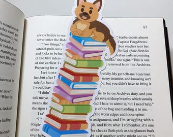 German Shepherd Bookmark, Bookstack Bookmark, Dog Bookmark, Bookmark For Animal Lover, Reader Gift, Bookish Merch