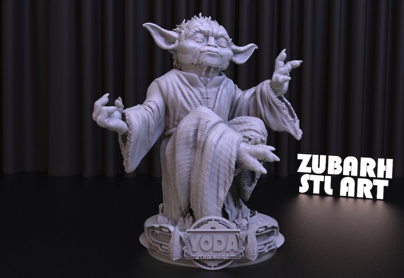 File STL di stampa 3D di Star Wars Yoda per la stampa 3D,File digitale 3D, Download istantaneo Drive Link, Master Yoda Statue STL,Star Wars STL Figure immagine 1