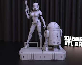 Stormtrooper and R2 Statue Star Wars STL File for 3D Printer