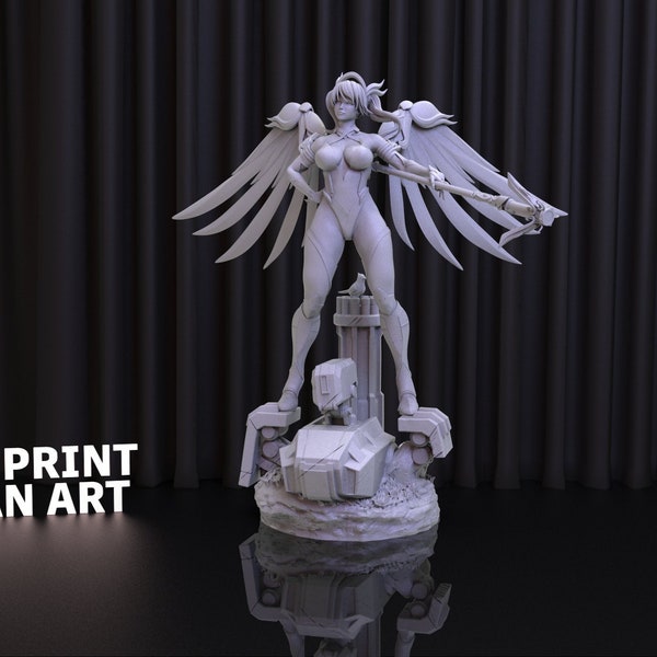 Overwatch Devil Mercy 3D Print STL File for 3D Printing,3D Digital,Instant Download Drive Link,Mercy Statue STL,Overwatch STL Figure