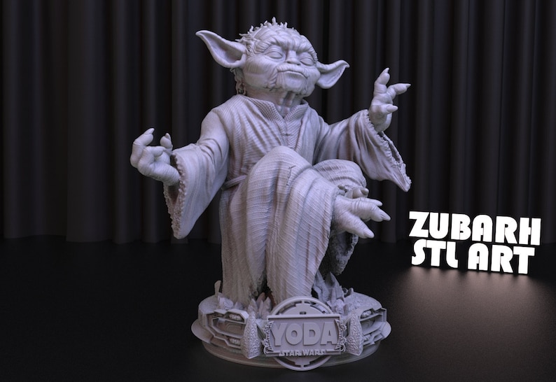 File STL di stampa 3D di Star Wars Yoda per la stampa 3D,File digitale 3D, Download istantaneo Drive Link, Master Yoda Statue STL,Star Wars STL Figure immagine 4