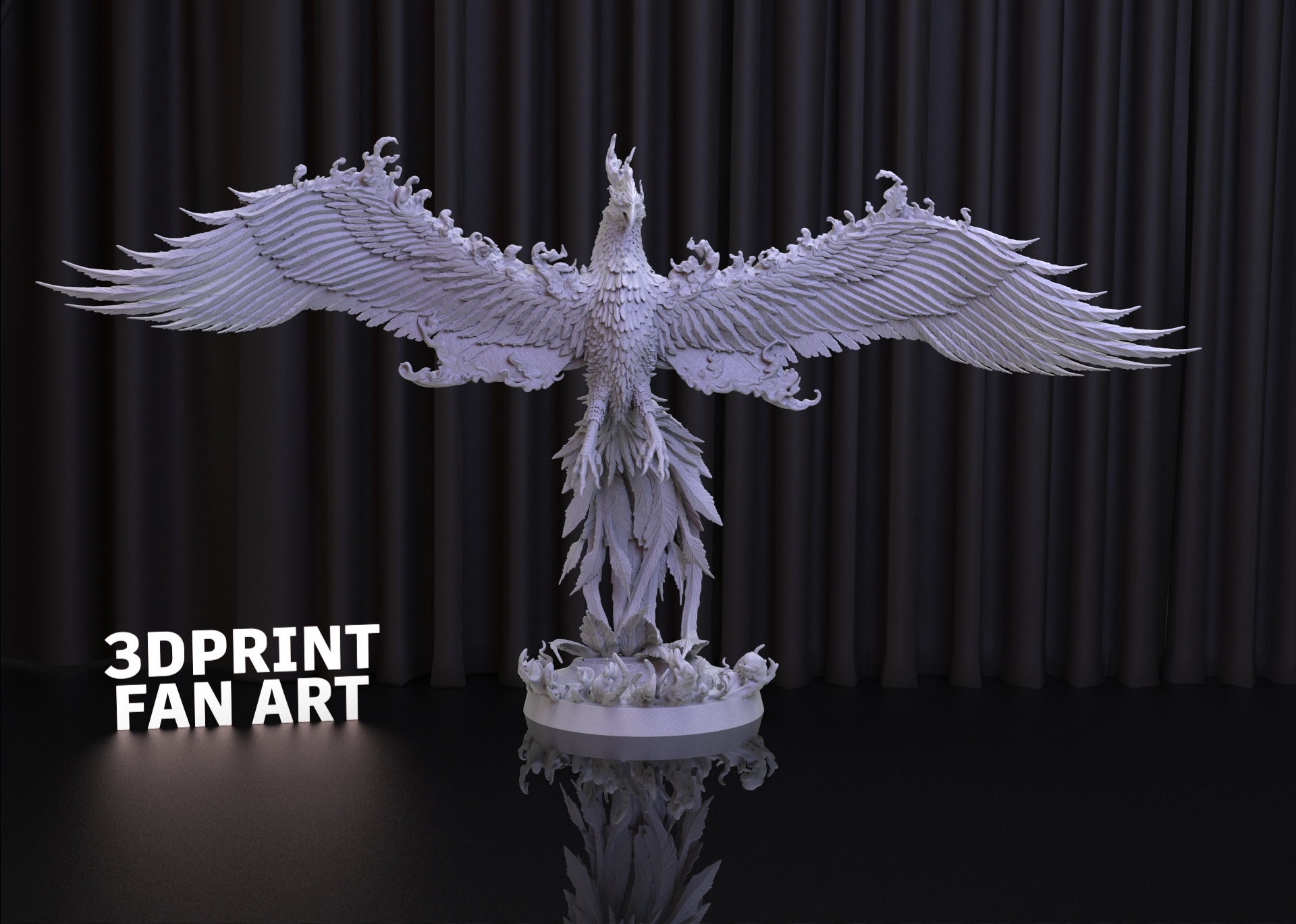 Phoenix standbeeld 3D print STL-bestand voor 3D-printen, 3D digitaal, Instant Download Drive Link, Phoenix standbeeld STL, vogel STL figuur