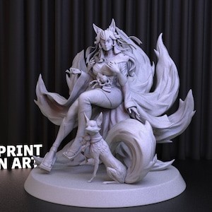Ahri Nsfw Sexy Pose 3D Print STL File for 3D Printing, Instant Download Drive Link, Ahri Statue STL,LoL STL Figure