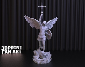 Plik STL do druku 3D przedstawiający Archanioła Michała, plik cyfrowy 3D, link do natychmiastowego pobrania pliku z dysku, plik STL przedstawiający posąg Archanioła Michała