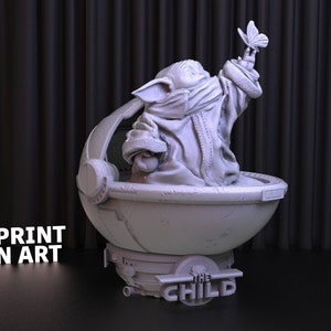 Grogu Statue 3D Print STL File - Star Wars Figure (Digital Download) image 2