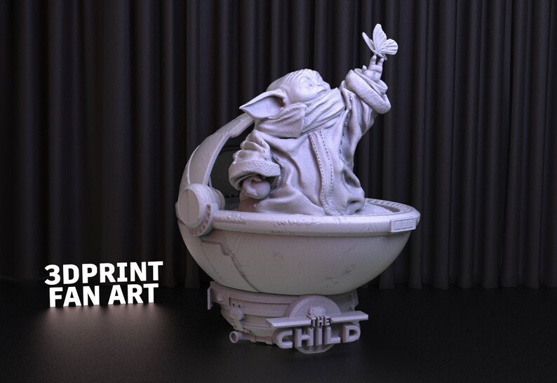 Grogu Statue 3D Print STL File - Star Wars Figure (Digital Download) image 2