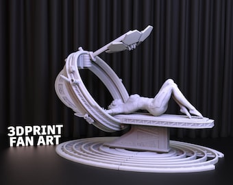 Cyberpunk Girl Statue: 3D Printed STL File (Digital Download)