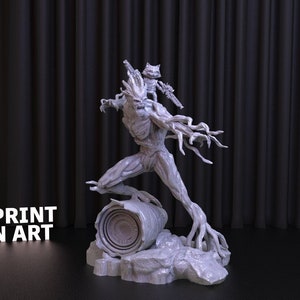 Rocket and Groot Statue: Guardians of the Galaxy 3D Print STL File