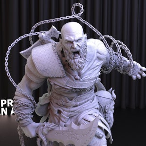 Kratos God of War Ragnarok STL File, 3D Movie Printed STL, Downloadable God of War Digital Figure,Kratos Statue, God of War Statue image 5