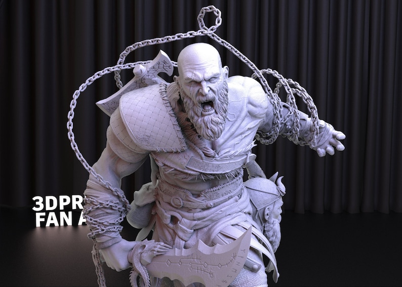 Kratos God of War Ragnarok STL File, 3D Movie Printed STL, Downloadable God of War Digital Figure,Kratos Statue, God of War Statue image 5