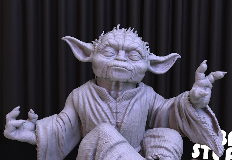 File STL di stampa 3D di Star Wars Yoda per la stampa 3D,File digitale 3D, Download istantaneo Drive Link, Master Yoda Statue STL,Star Wars STL Figure immagine 5