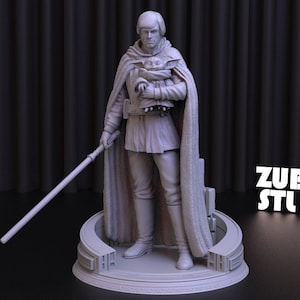 Star Wars Luke Skywalker en Yoda STL-bestand, 3D-film afgedrukt STL, downloadbare Star Wars digitale figuur, Luke Skywalker standbeeld