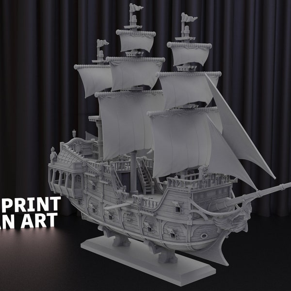 Fichier STL d'impression 3D de bateau pirate pour impression 3D, numérique 3D, lien du lecteur de téléchargement instantané, statue STL Navio Pirata, figurine pirate STL