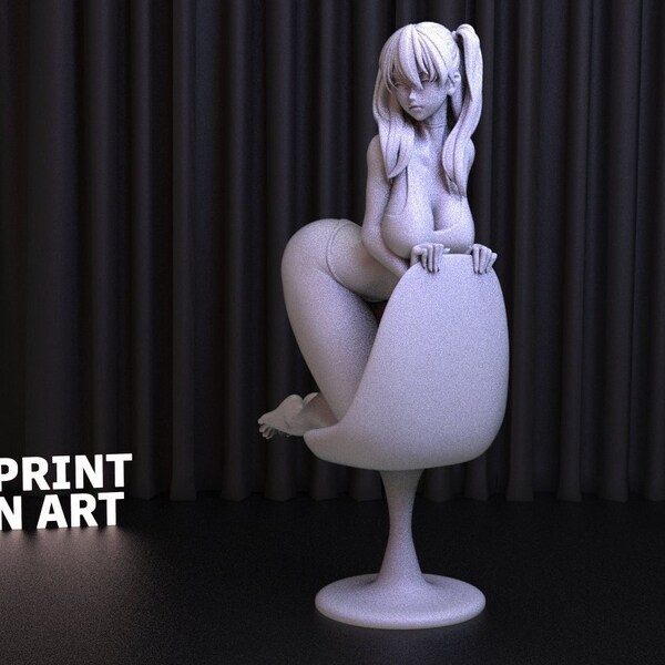 NSFW Anime character design, Asuka Girl, STL 3D model design print download file, 3D Printer Model Files