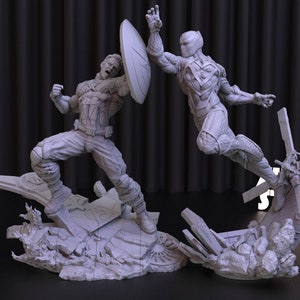Captain America vs Black Panther 3D Movie Statue STL File (Digital Download)