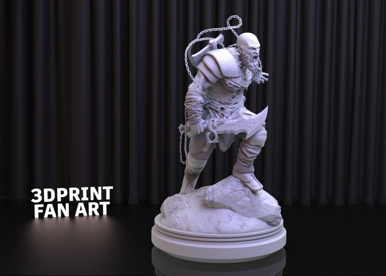 Kratos God of War Ragnarok STL File, 3D Movie Printed STL, Downloadable God of War Digital Figure,Kratos Statue, God of War Statue image 4