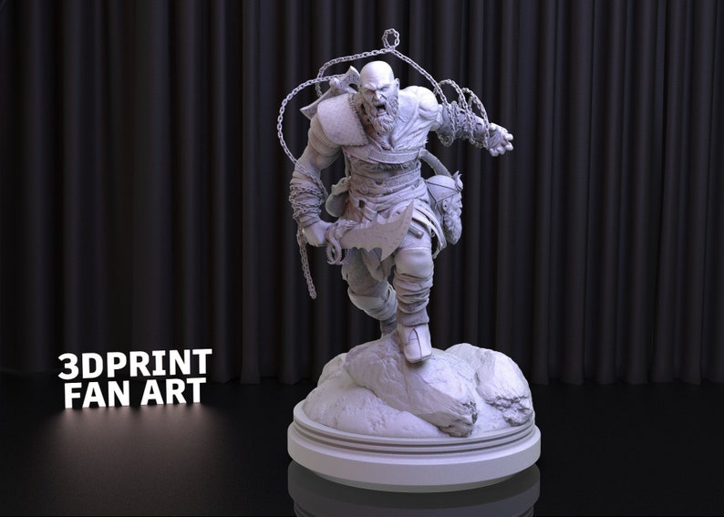 Kratos God of War Ragnarok STL File, 3D Movie Printed STL, Downloadable God of War Digital Figure,Kratos Statue, God of War Statue image 1
