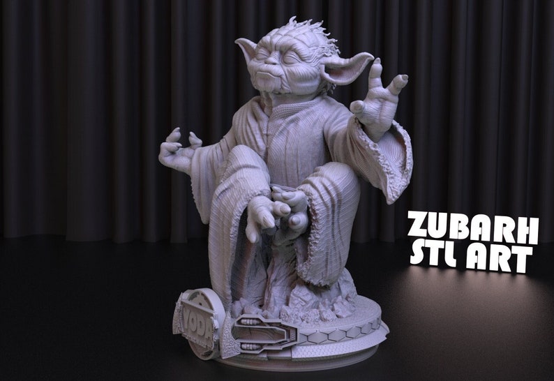 File STL di stampa 3D di Star Wars Yoda per la stampa 3D,File digitale 3D, Download istantaneo Drive Link, Master Yoda Statue STL,Star Wars STL Figure immagine 2