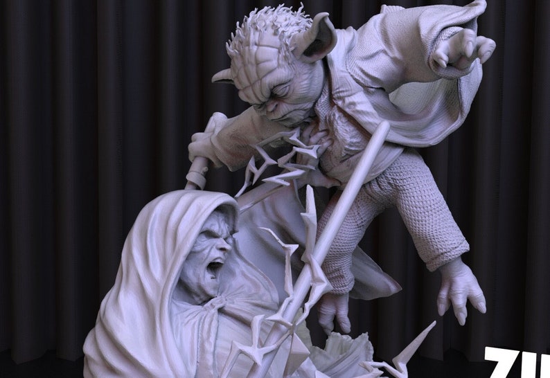 Darth Sidious and Yoda 3D Print STL File for 3D Printing,3D Digital File, Instant Download Drive Link, Yoda Statue STL,Star Wars STL Figure image 6