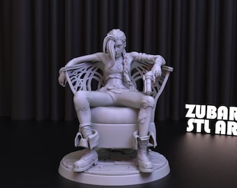 Jinx Statue STL File: LoL 3D Model (Digital Download)