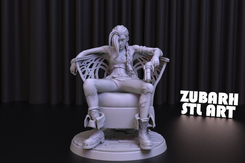Jinx Statue STL File: LoL 3D Model (Digital Download) image 1