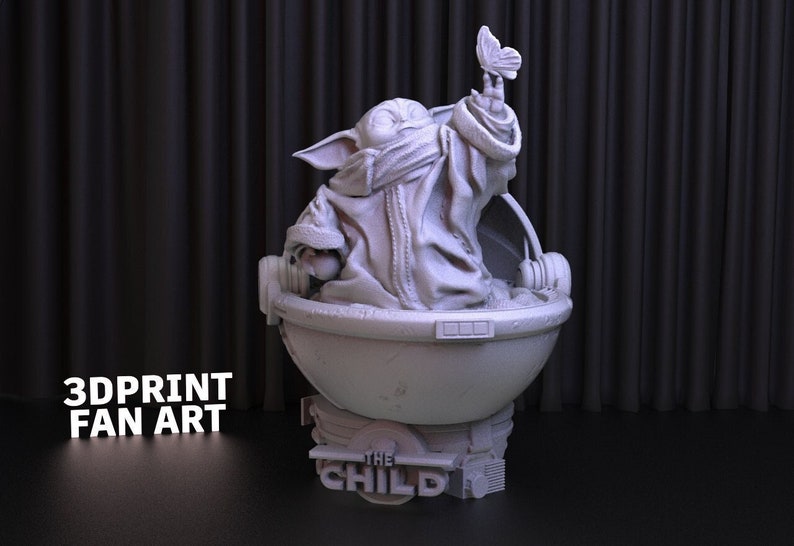 Grogu Statue 3D Print STL File - Star Wars Figure (Digital Download) image 1