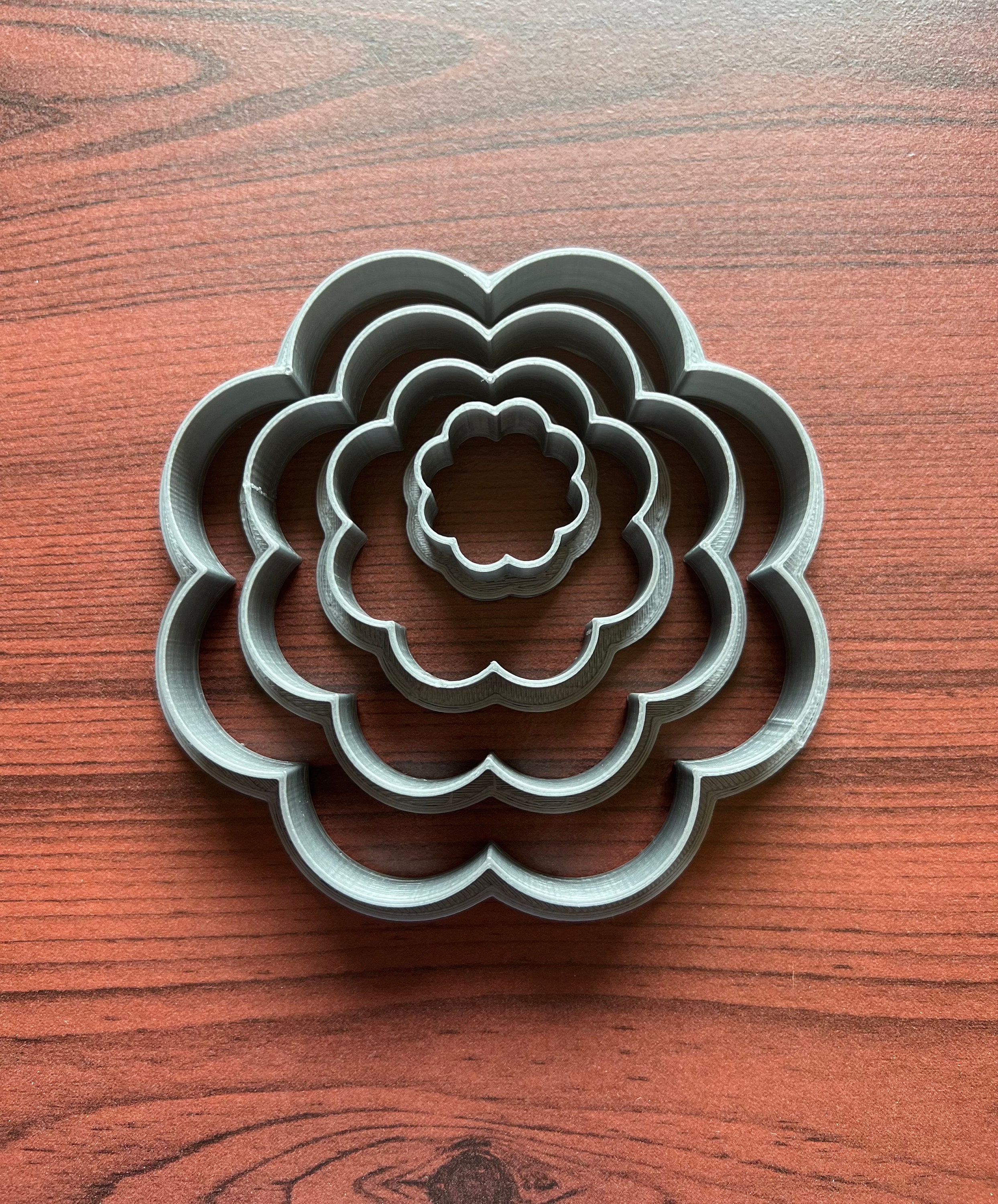 Scalloped Edge Biscuit Cookie Cutters Set of 4 Flower Cookie Cutter Set