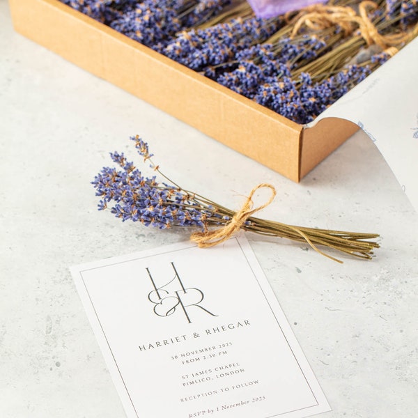 English Dried Mini Lavender Bunches | Wedding Favours | Place Settings | Fragrant | UK | Dark Blue