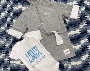 Baby Hooded Bathrobe and Onesie Set