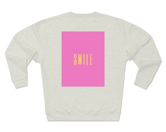 grey hoodie with pink back print "smile"