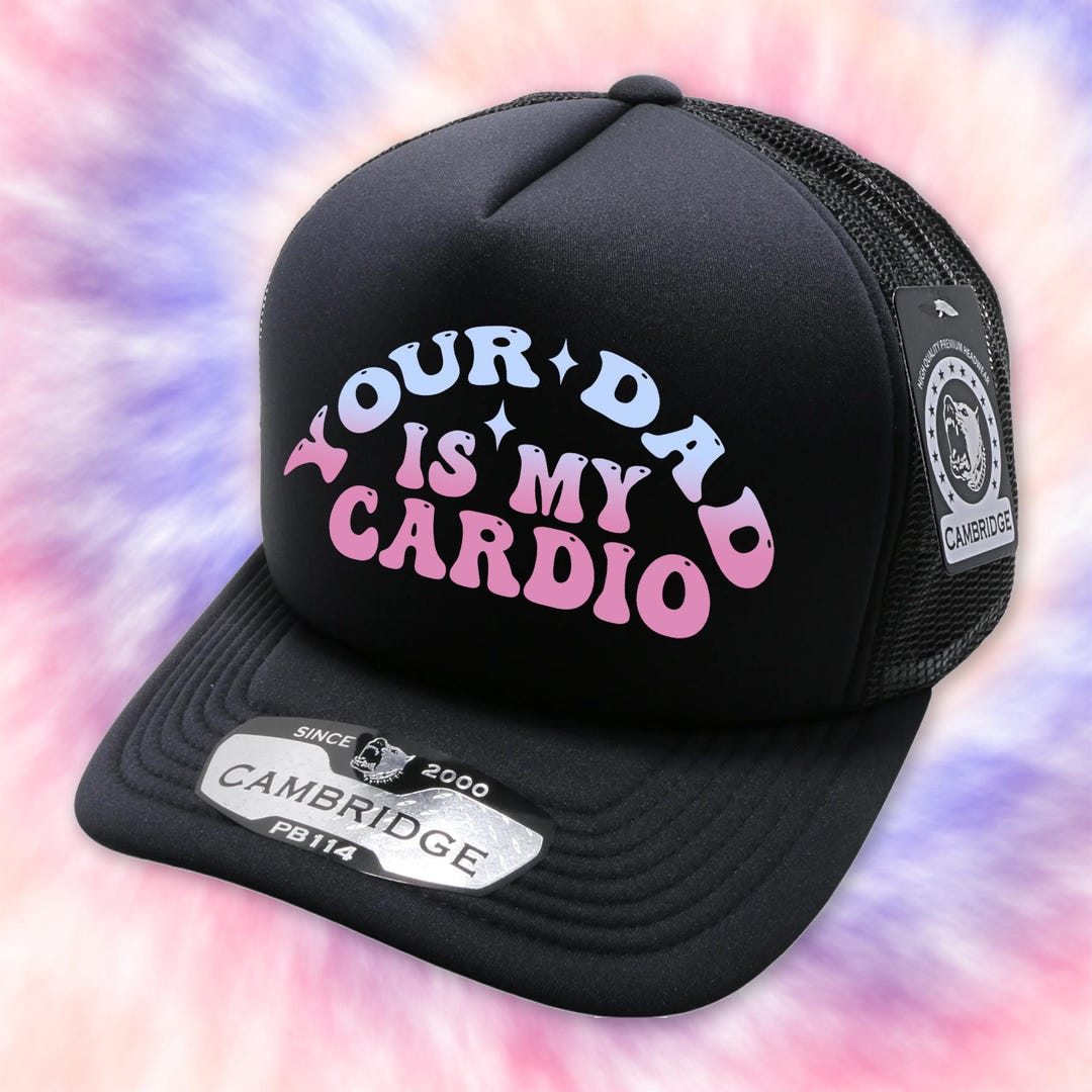 "Your Dad Is My Cardio" Letters Trucker Hat - Unisex Adjustable Baseball Cap, Funny Dad Hat