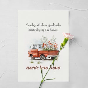 Printable Never Lose Hope Greeting Card Christian Encouragement Note Strength Prayer Digital Download Divorce/Accident/Miscarriage Ca image 1